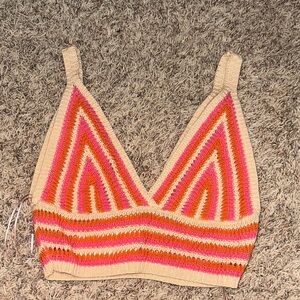 Lena Pink and Orange Knit Crop Top